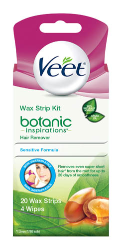 VEET® Botanic Inspirations™ Wax Strip Kit Hair Remover - Bikini, Underarm & Face - Wipes